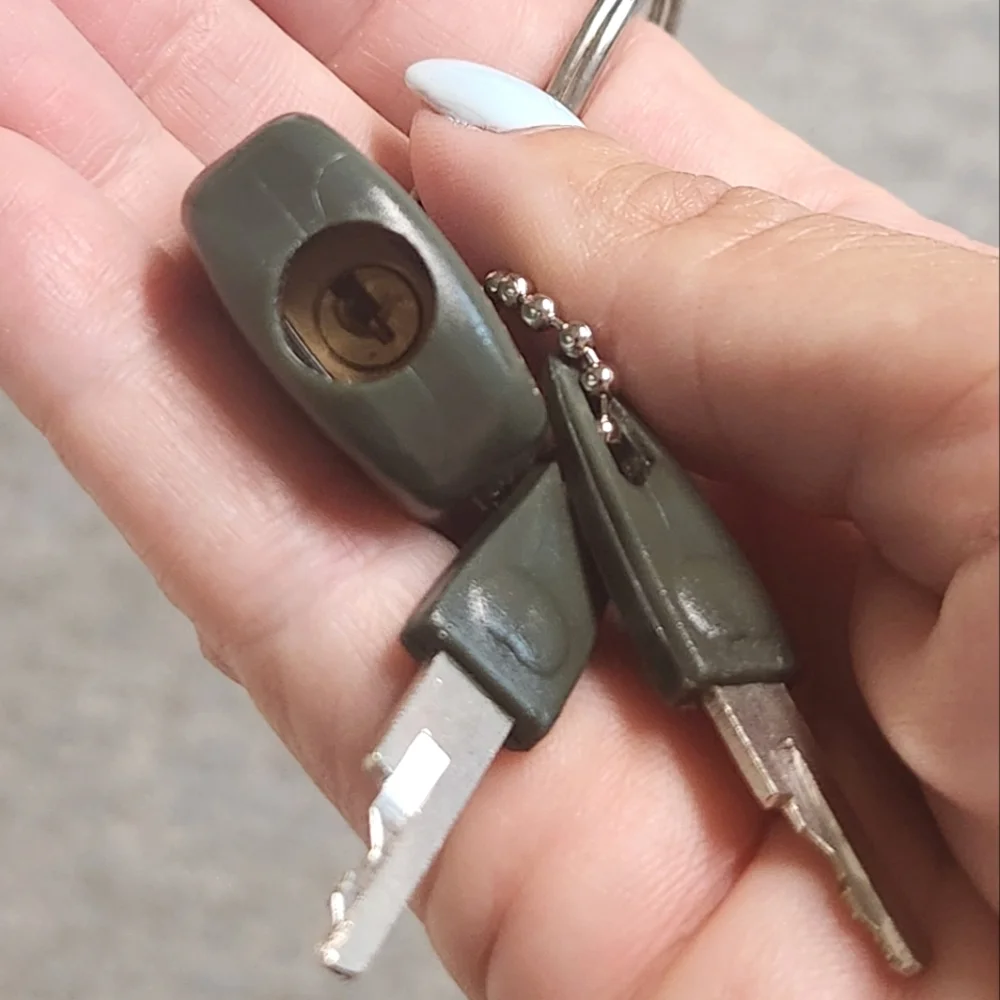 Restoration Hardware Charcoal Gray Padlock Keychain